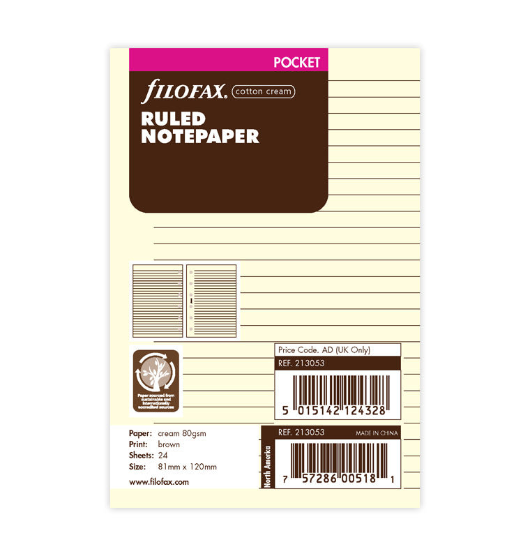 Notizpapier Cotton Cream liniert - Pocket