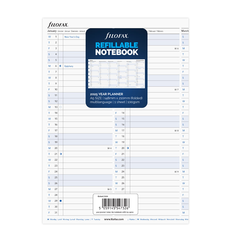 Filofax Notebook Jahresplaner A5 2025 - 25-15202