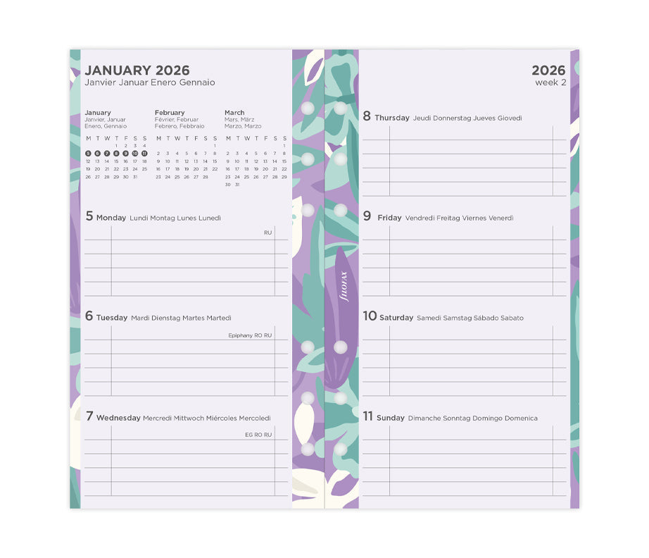 Filofax 1 Woche / 2 Seiten Illustrated Diary Pack Personal 2026 26-6341