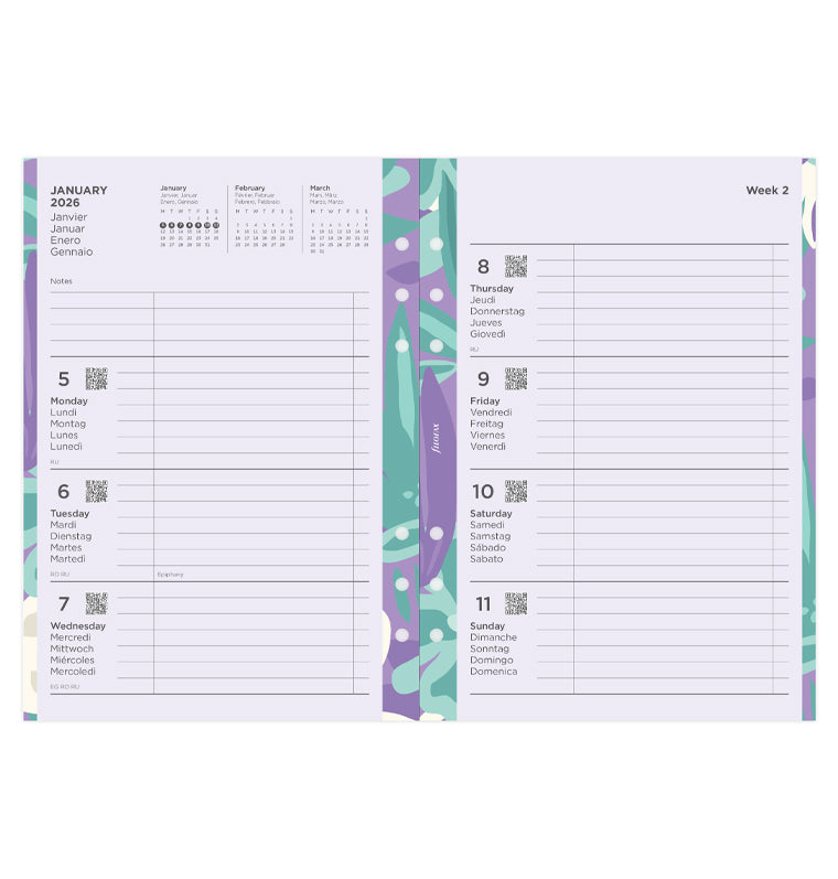 Filofax 1 Woche / 2 Seiten Illustrated Diary Pack A5 2026 26-6351