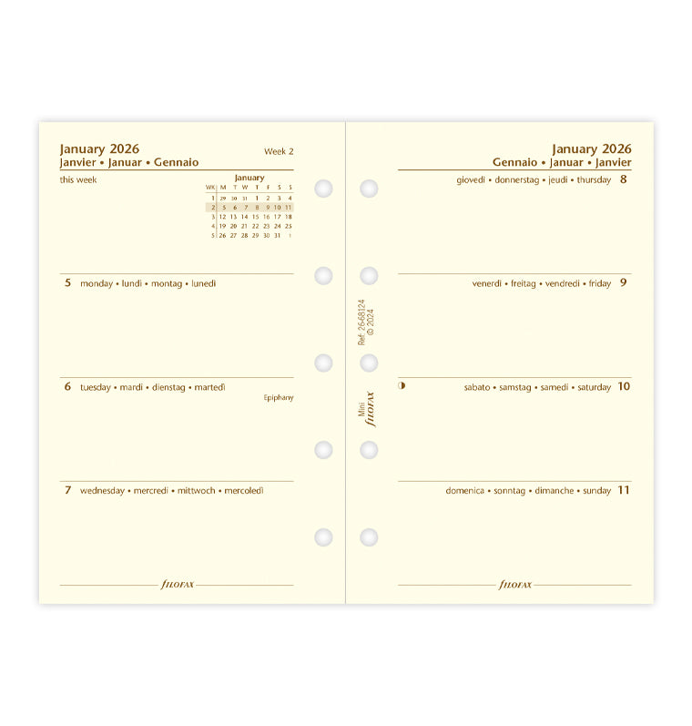 Filofax 1 Woche / 2 Seiten multilingual Mini 2026 26-68124