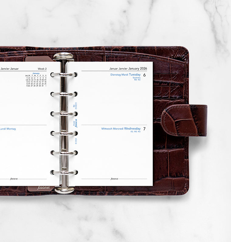 Filofax 2 Tage / 1 Seite multilingual Pocket 2026 26-68223