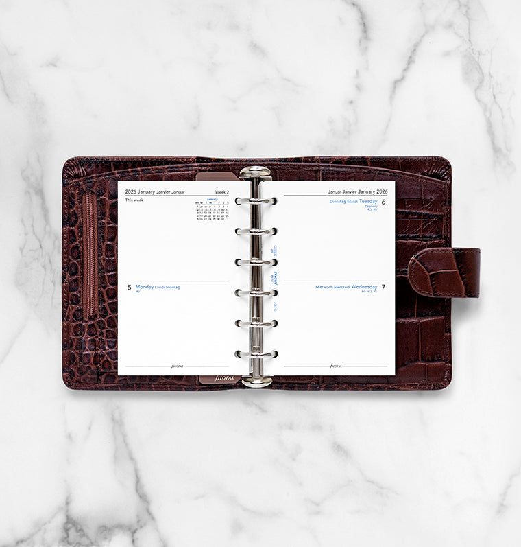 Filofax 2 Tage / 1 Seite multilingual Pocket 2026 26-68223