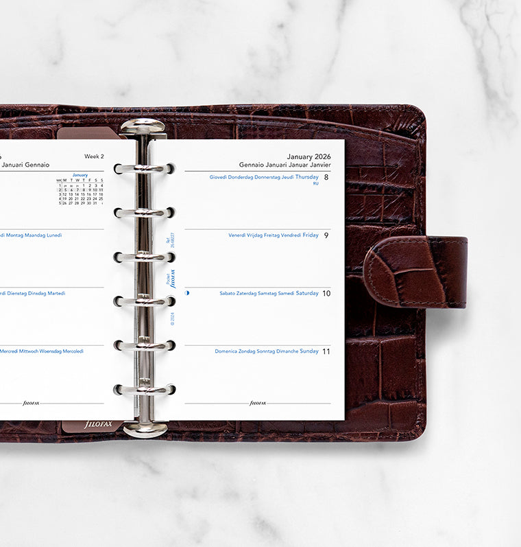 1 Woche / 2 Seiten multilingual Pocket 2026 Filofax 26-68227