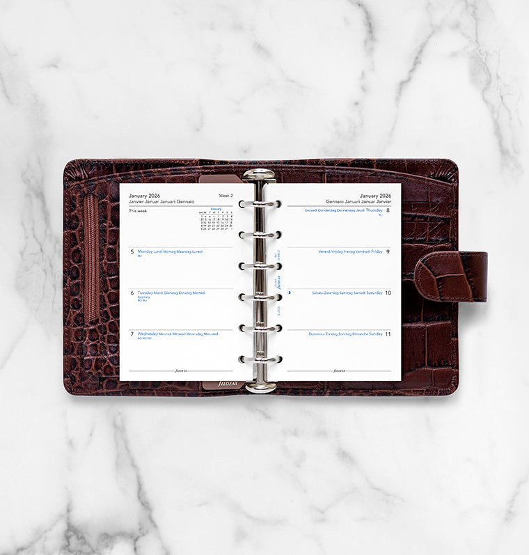 1 Woche / 2 Seiten multilingual Pocket 2026 Filofax 26-68227