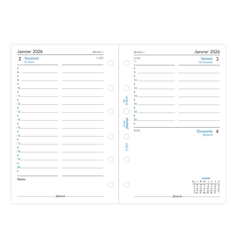 Recharge Filofax pour Agenda Un jour par page - Français - 26-68232