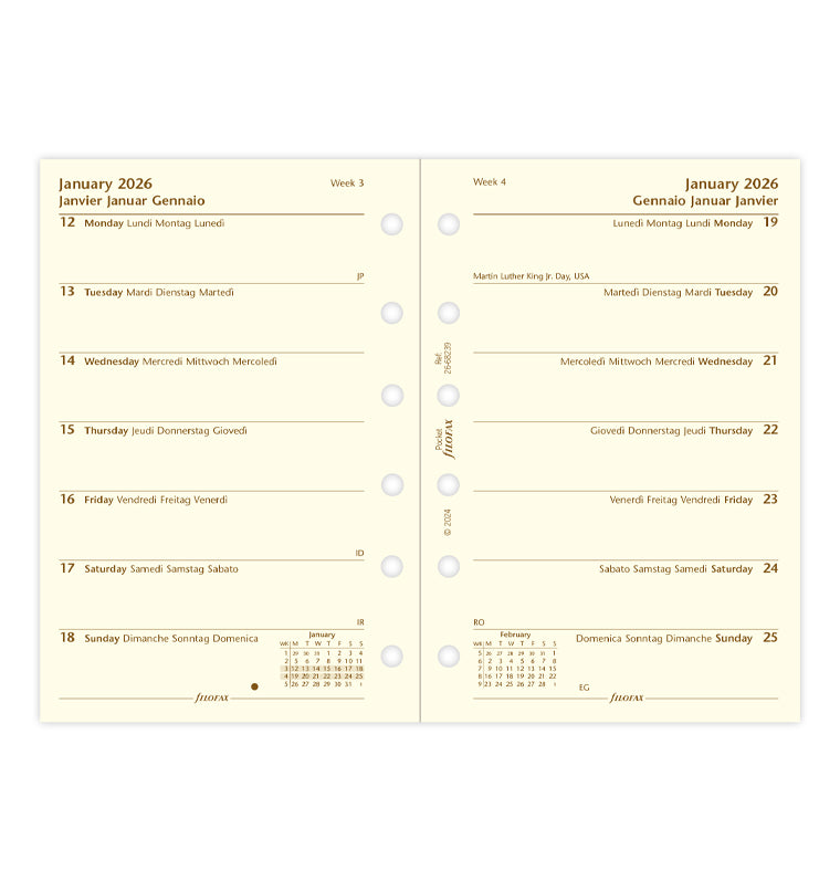 Filofax 1 Woche / 1 Seite multilingual Pocket 2026 26-68239