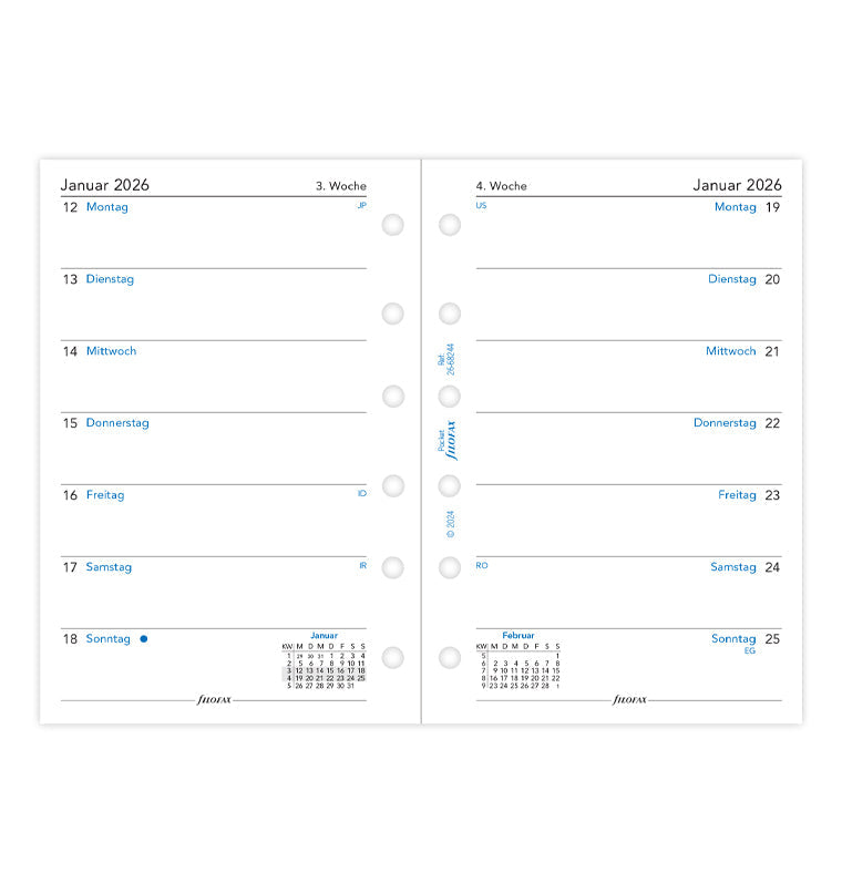 Filofax 1 Woche / 1 Seite deutsch Pocket 2026 26-68244
