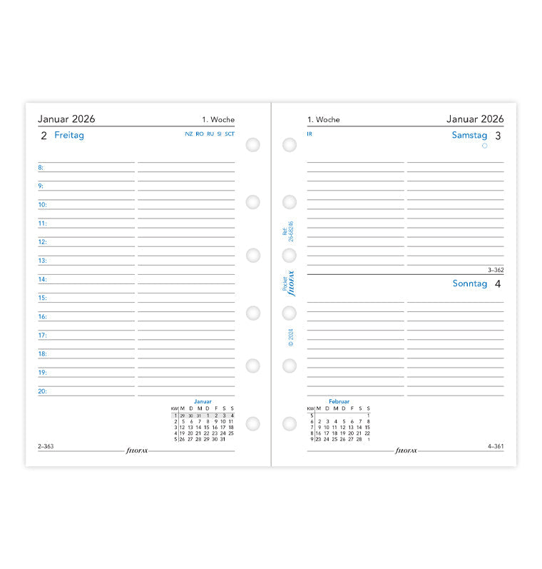 Filofax 1 Tag / 1 Seite deutsch Pocket 2026 26-68246