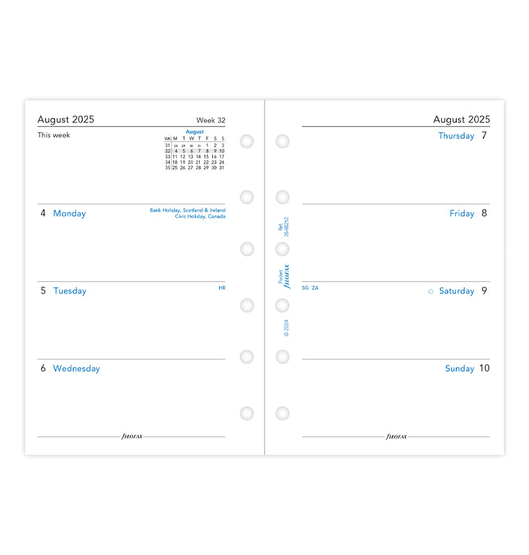 Filofax 1 Woche / 2 Seiten englisch akademisch Pocket 2025/2026 26-68252