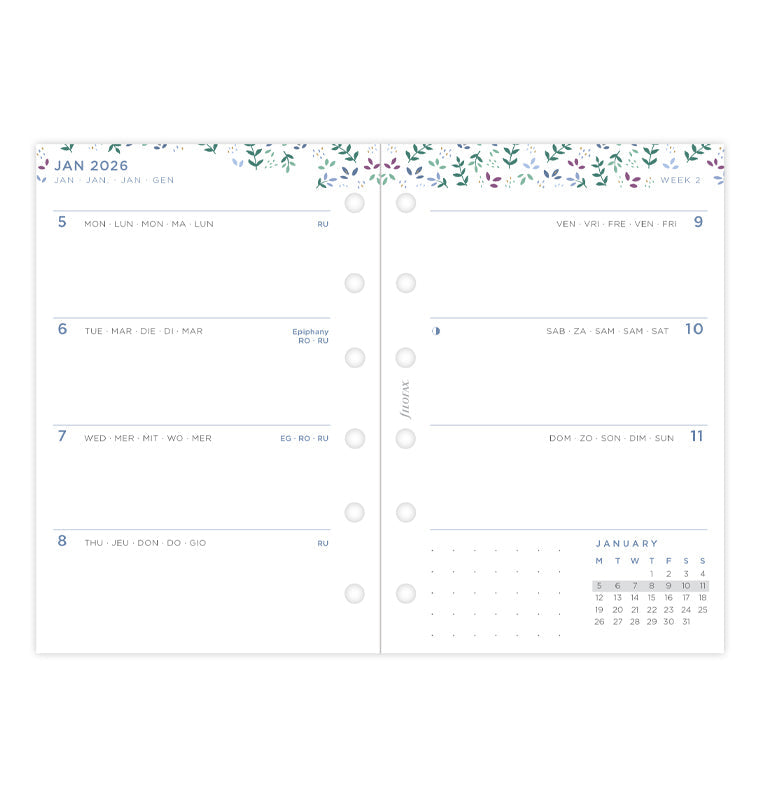 Filofax Garden Kalender 1 Woche / 2 Seiten Pocket 2026 26-68292