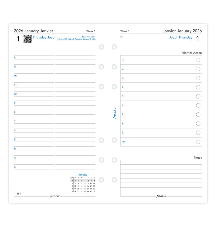 1 Tag / 2 Seiten französisch/englisch Personal 2026 Filofax 26-68417_