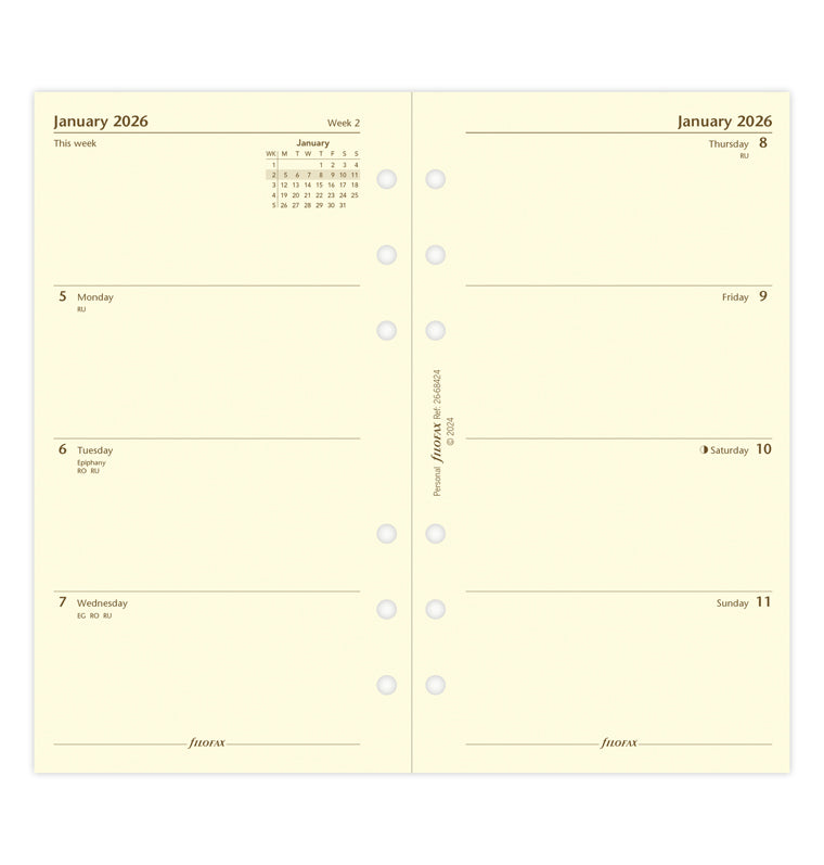 Filofax 1 Woche / 2 Seiten englisch Personal 2026 26-68424