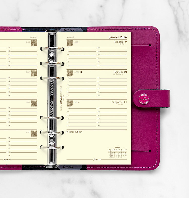 Recharge Filofax 2026 - Personal - Cotton Cream - Français - Une Semaine sur Deux Pages - 26-68435