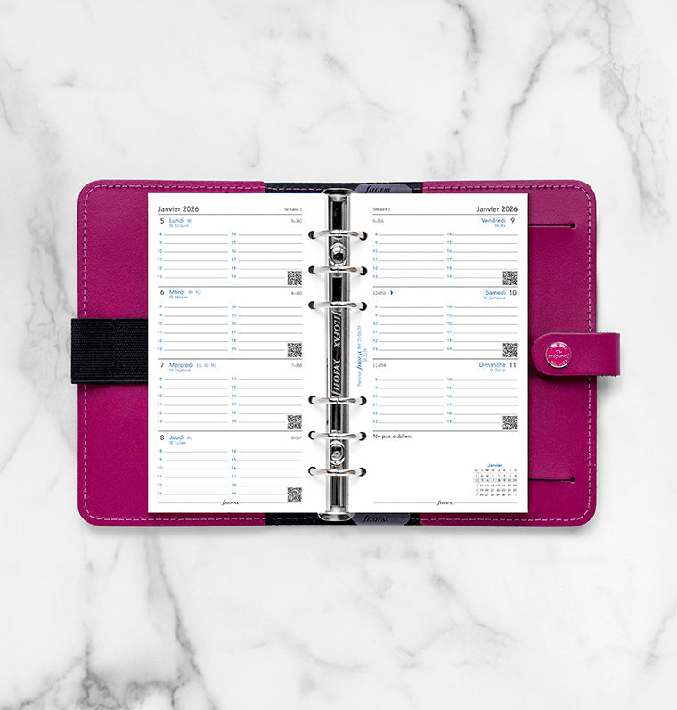 Recharge Filofax 2026 - Personal- Semaine sur deux pages - Français 26-68438