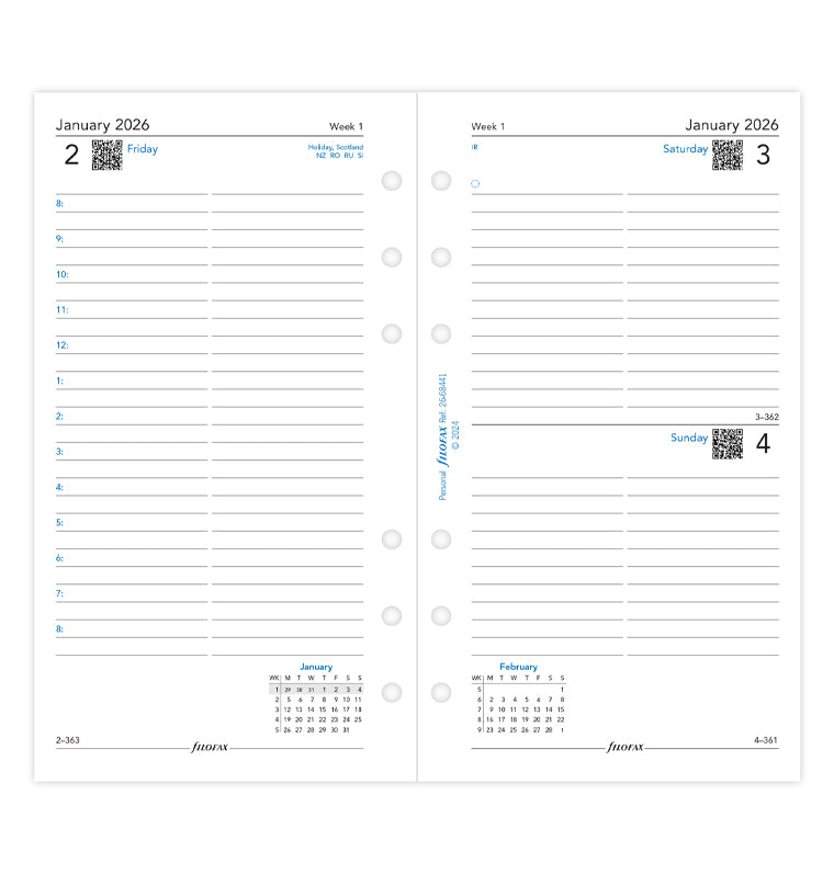 Filofax 1 Tag / 1 Seite englisch Personal 2026 26-68441