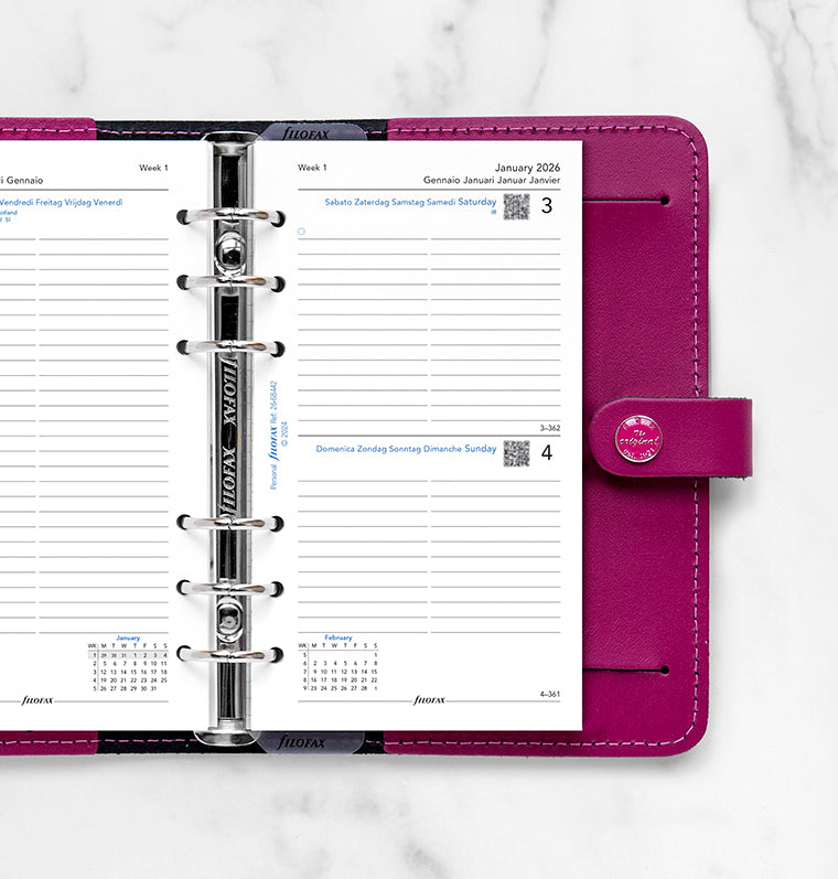 Filofax 1 Tag / 1 Seite multilingual Personal 2026 26-68442