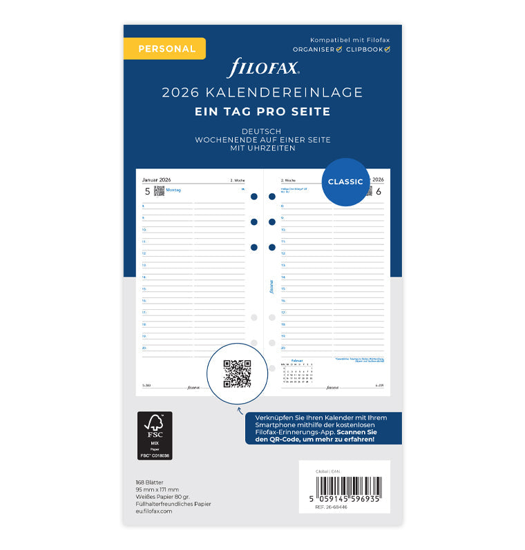 Filofax 1 Tag / 1 Seite deutsch Personal 2026 26-68446