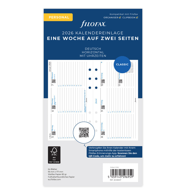 Filofax 1 Woche / 2 Seiten deutsch Personal 2026 26-68447