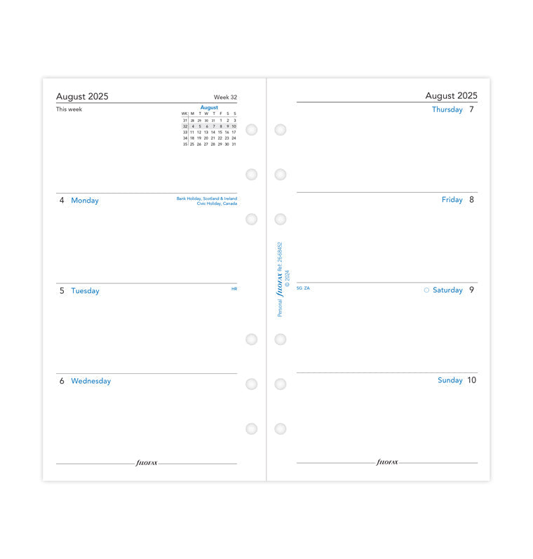 Filofax 1 Woche / 2 Seiten englisch akademisch Personal 2025/2026 26-68452