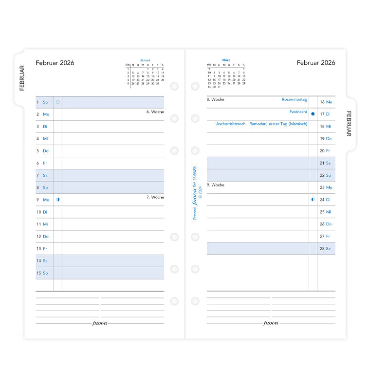 Filofax 1 Monat / 2 Seiten deutsch Personal 2026 26-68456