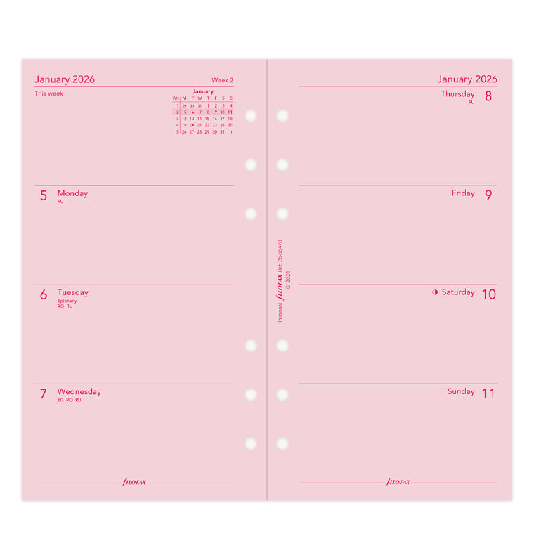 Filofax 1 Woche / 2 Seiten englisch Personal 2026 26-68478