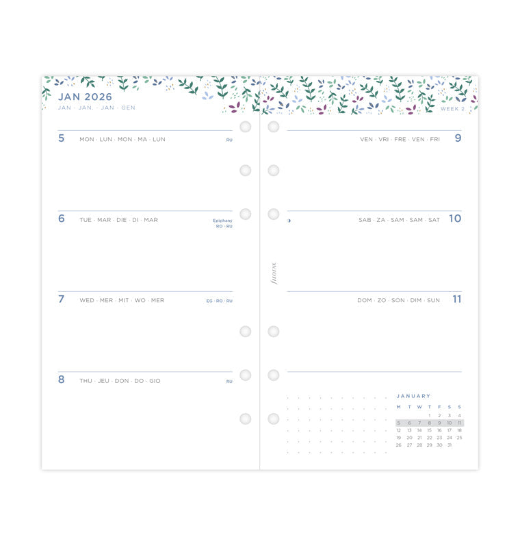 Filofax Garden Kalender 1 Woche / 2 Seiten Personal 2026 26-68492