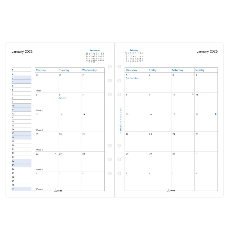 1 Monat / 2 Seiten englisch A5 2026 Filofax 26-68510