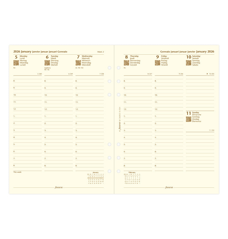 Filofax 1 Woche / 2 Seiten multilingual A5 2026 26-68513