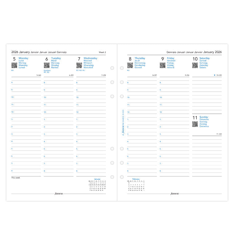 Filofax 1 Woche / 2 Seiten multilingual A5 2026 26-68514
