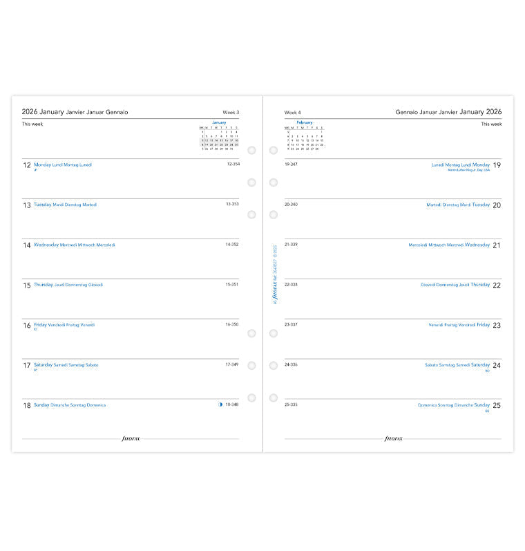 Filofax 1 Woche / 1 Seite multilingual A5 2026 26-68517