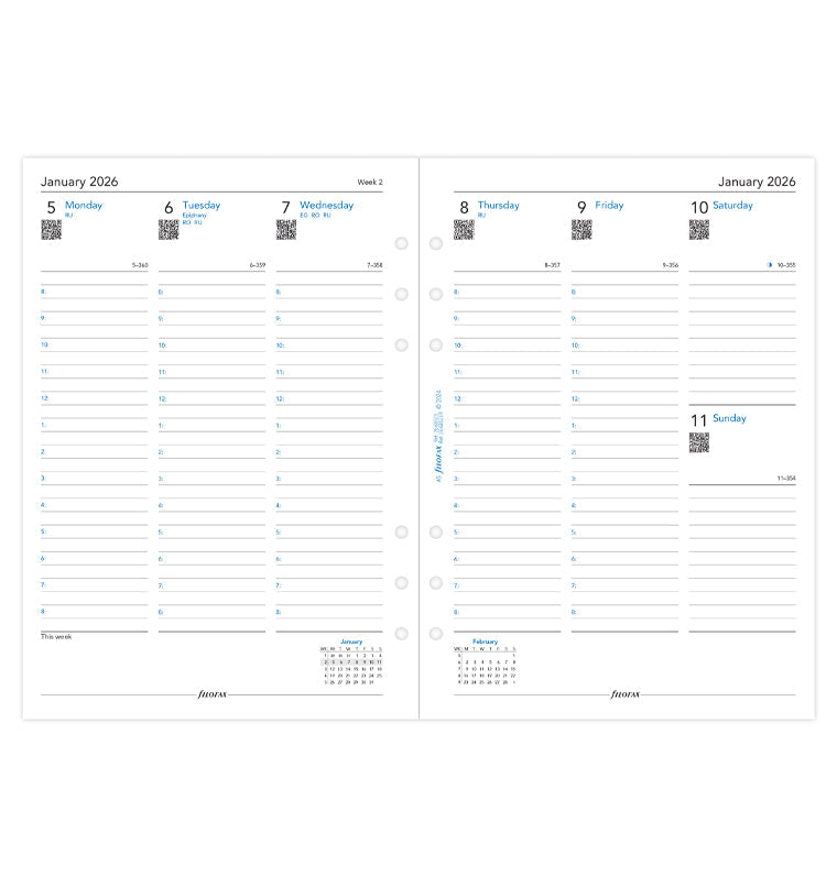 Filofax 1 Woche / 2 Seiten englisch A5 2026 - Recyclingpapier 26-68521R