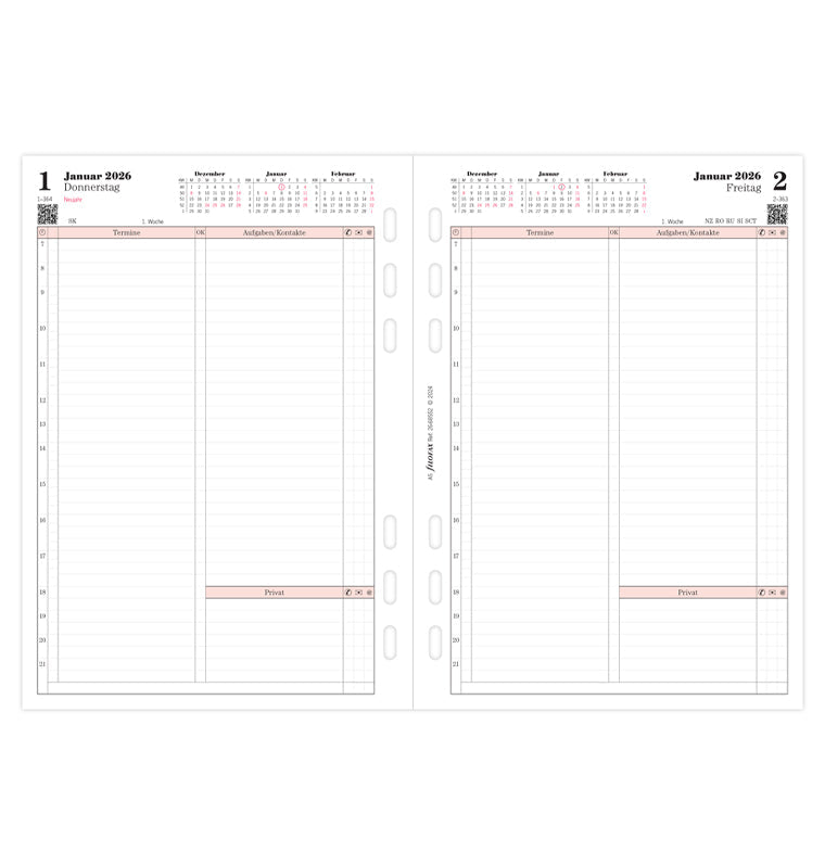 Filofax 1 Tag / 1 Seite Professional deutsch A5 2026 26-68552