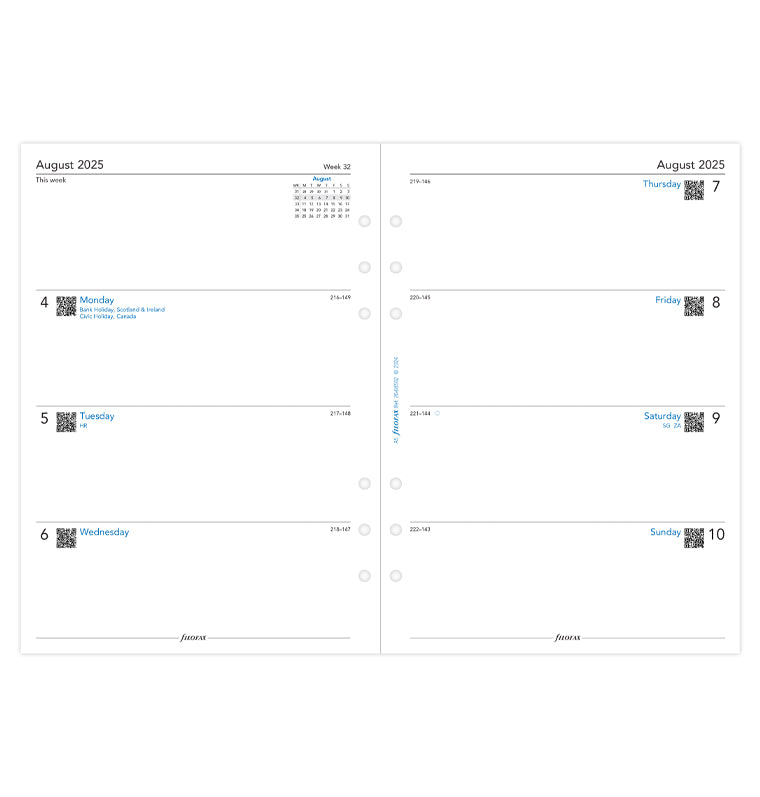 Filofax 1 Woche / 2 Seiten englisch akademisch A5 2025/2026 26-68562