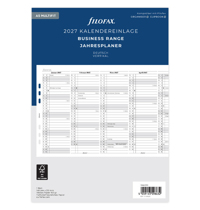 Filofax Jahresplaner deutsch A5 2027 27-68549