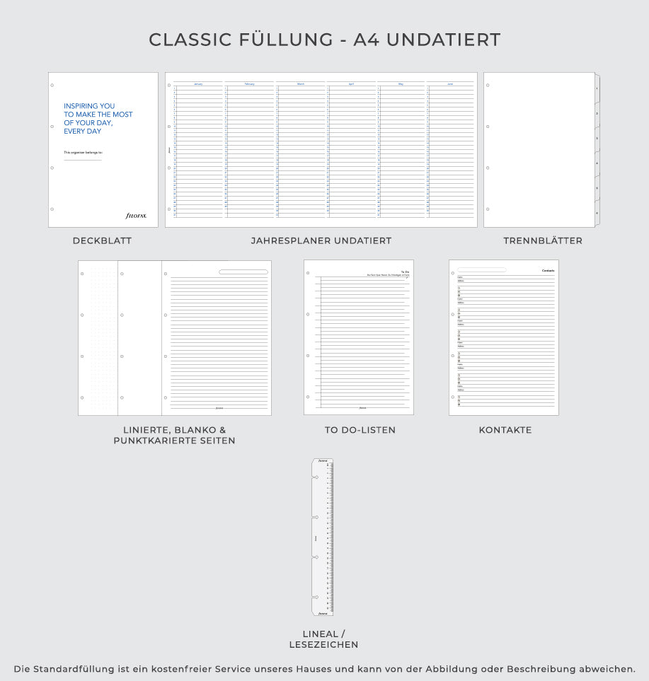 Filofax Organiser Classic Füllung - A4 Undatiert