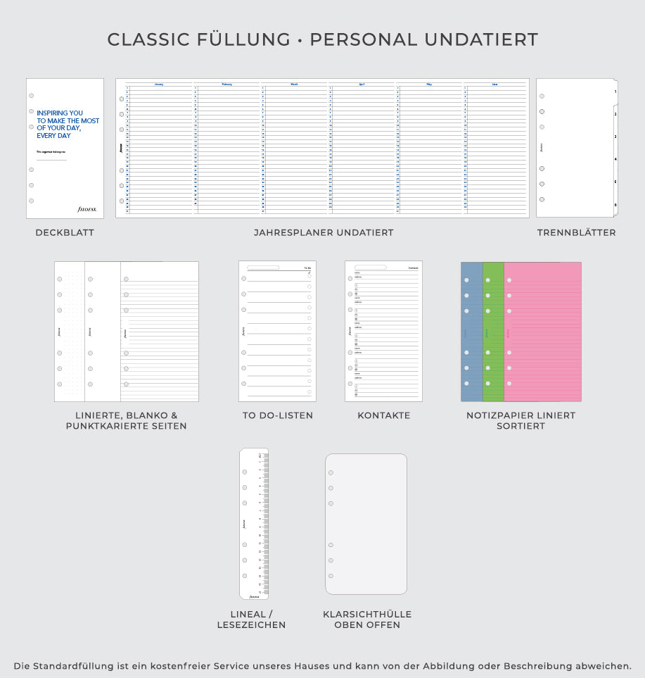 Finsbury Personal Organiser Scarlet Füllung