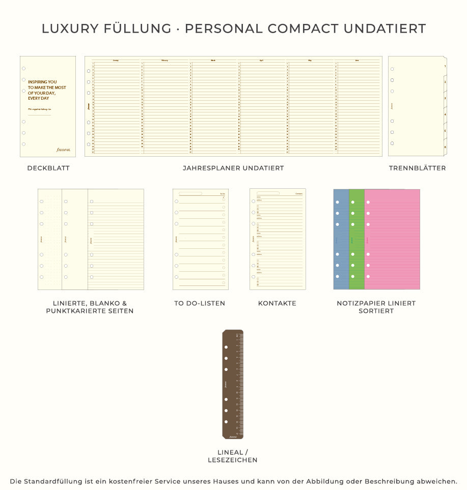 Filofax Organiser Luxury Füllung - Personal Compact Undatiert