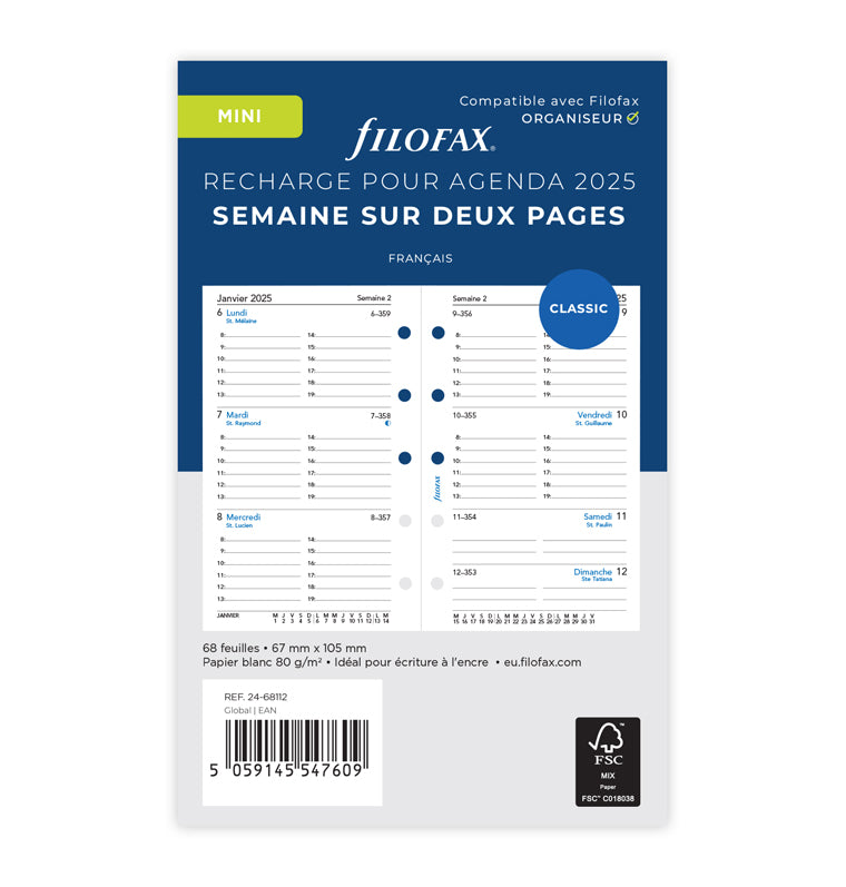 Kalendereinlage Mini französisch Filofax