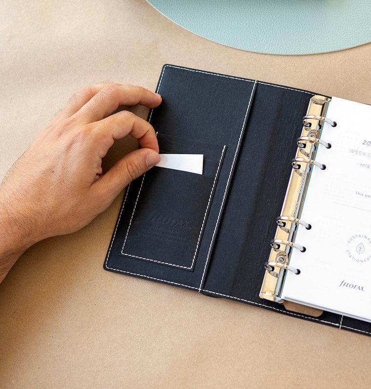 Filofax Eco Essential Personal Organiser Golden Oak - interior card pocket feature