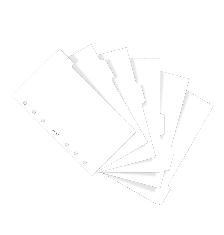 Filofax White Dividers for organisers and Clipbook - Personal size