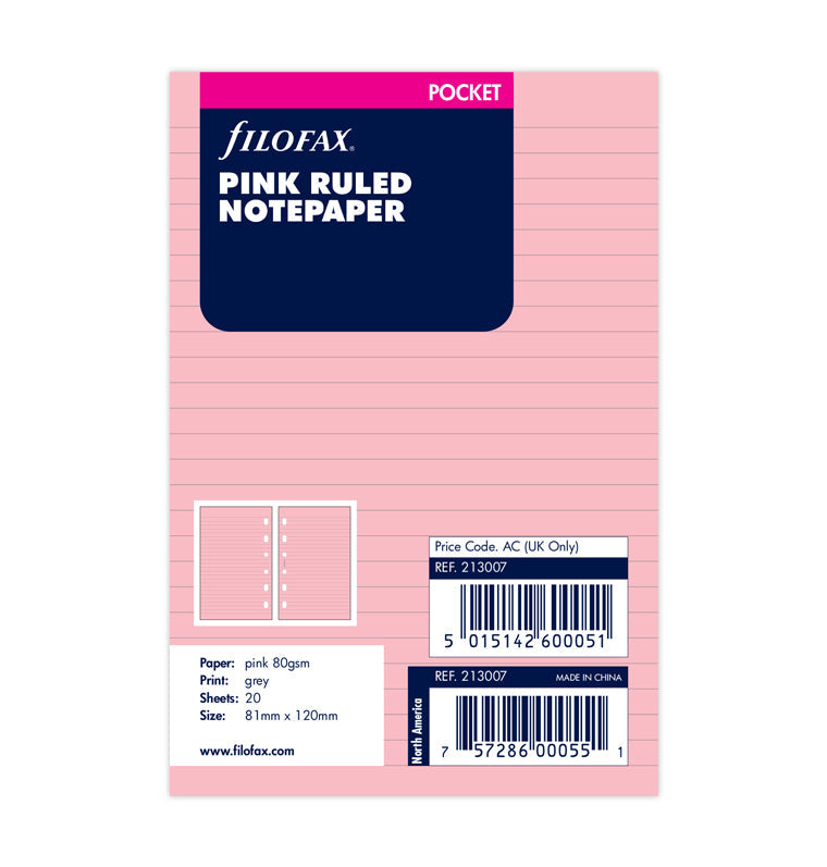 Notizpapier pink liniert, 20 Blatt - Pocket