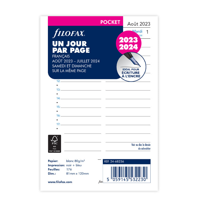 1 Tag / 1 Seite akademisch französisch Pocket 2023-2024