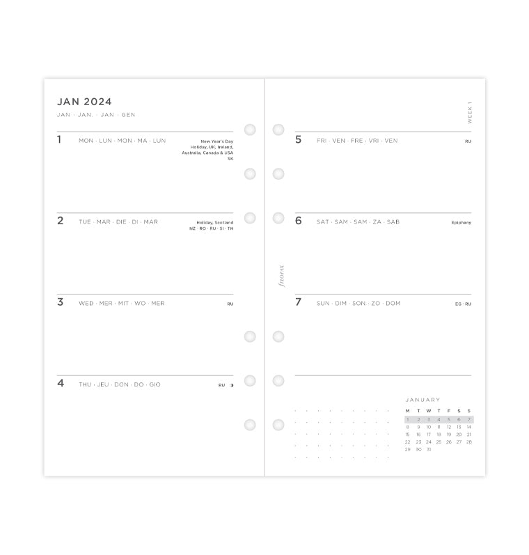 Minimal Kalender 1 Woche / 2 Seiten Personal 2024 - Archived
